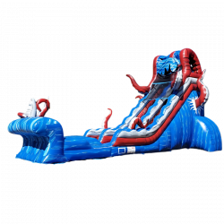 25ft. The Kraken Giant Single Lane Water Slide with XL Pool