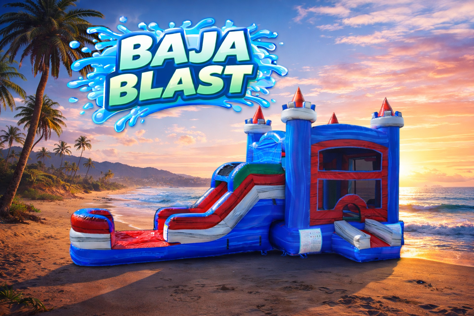 Baja Blast 4 in 1 Wet & Dry Bounce House with Slide