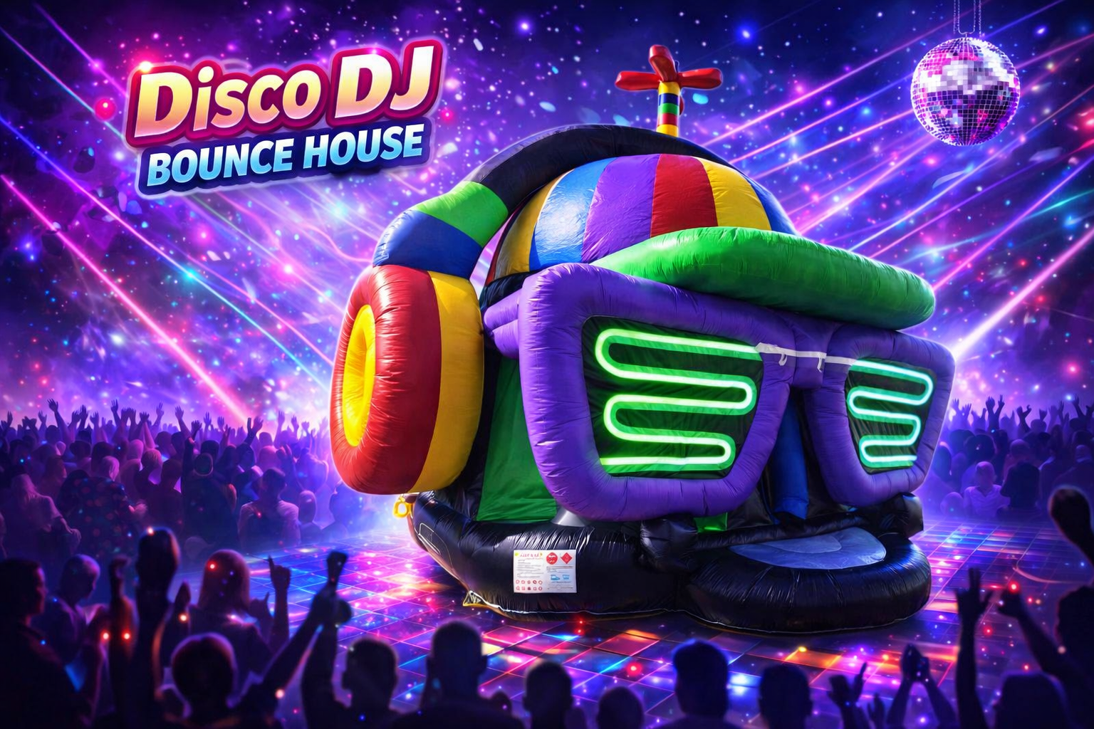 DJ Bounce House with LED Lights & Music