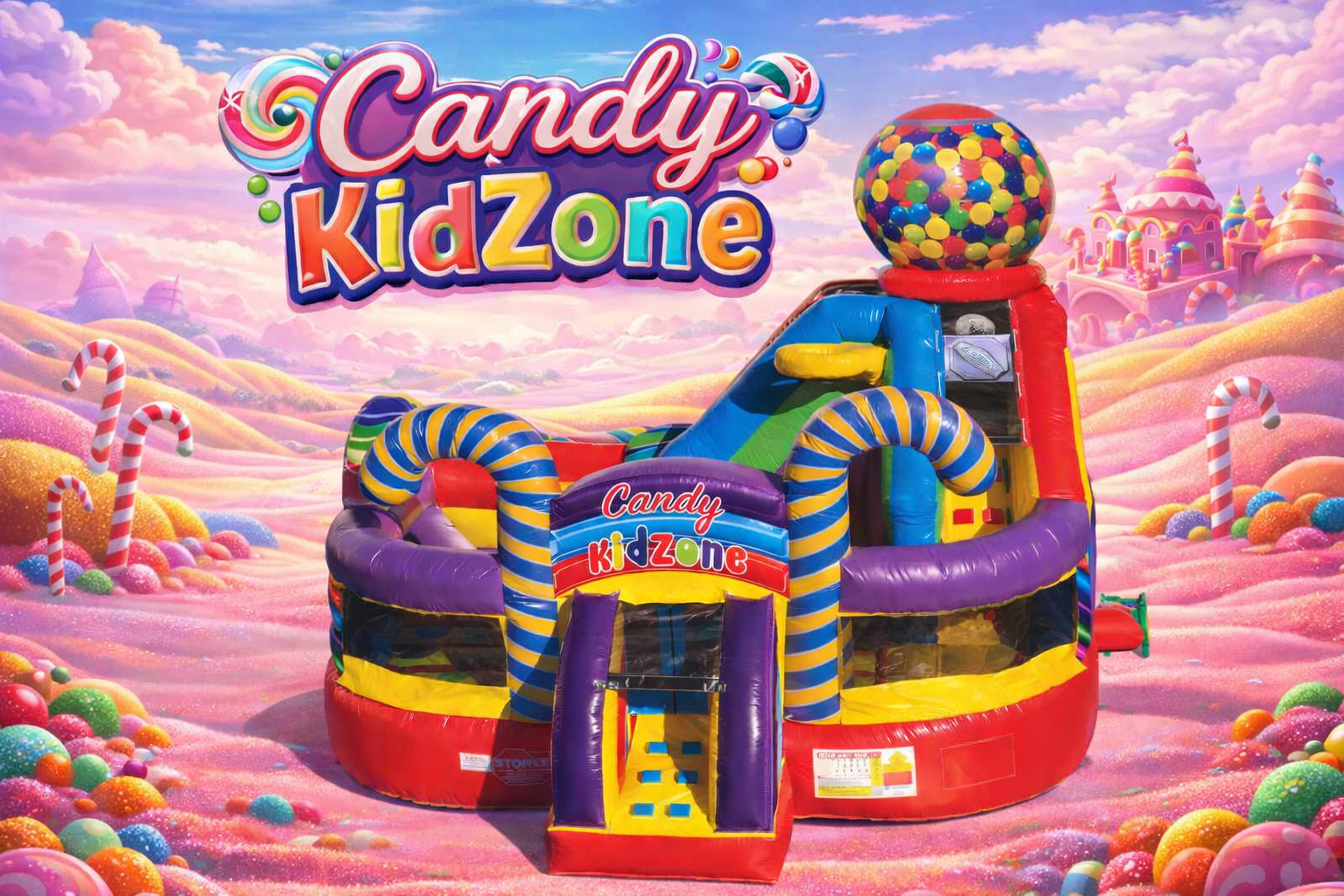 Candy KidZone Wet & Dry Bounce House Combo with Slide