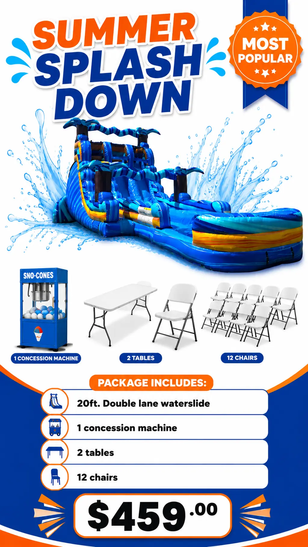 summer splash down package waterslide rental Party Packages